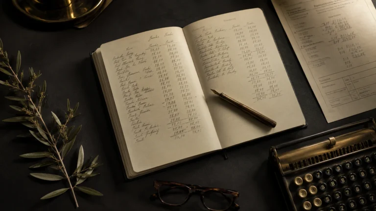 How much does a hotel website cost: desk with a quote, calculator, and cost evaluation notebook